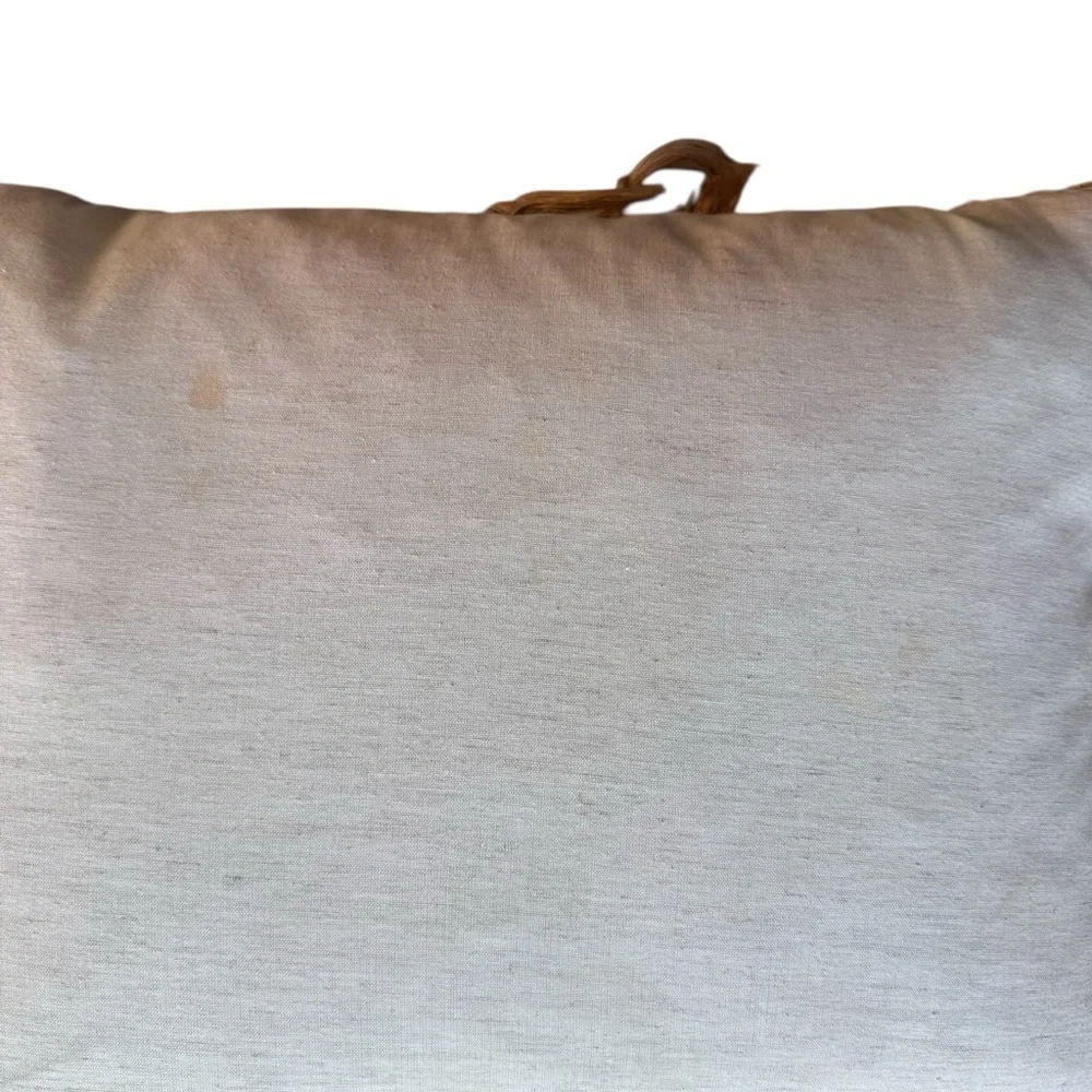 Boho Jute Fringe Woven Accent Pillow Down Feather Insert 12x20